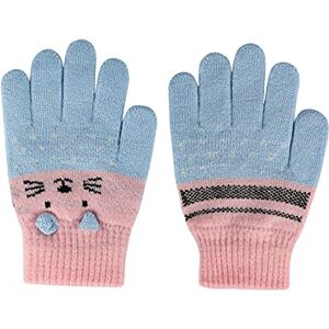 Qchomee Gants Bébé Fille Garçon Moufles en Peluche Chaud Hiver Gants à Cinq Coigts Chat Mignon Mitaines Tricoté Epais Thermique Gants Extérieur de Ski Snowboard Ecole Gloves Anti-Froid pour Enfant 3-7 Ans - Publicité