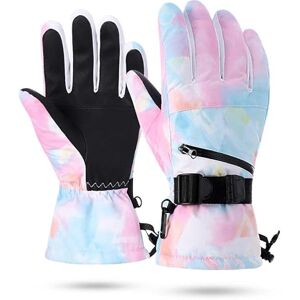 Productella Gants de neige, gants thermiques d'hiver pour hommes et femmes, vêtements de neige et de ski (femmes rose et bleu (taille M)) - Publicité