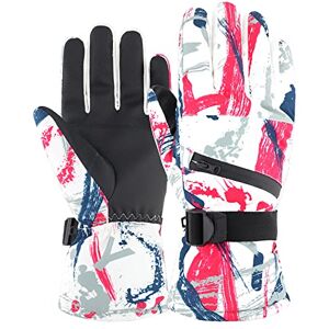 EDIACE Gants de ski 30°F imperméables à écran tactile Gants de snowboard pour hommes et femmes Gants d'hiver chauds pour temps froid (graffiti rouge, X-Large) - Publicité