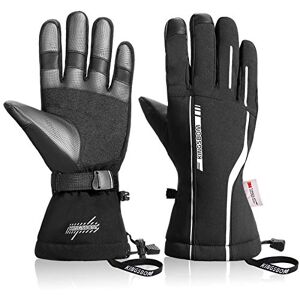 KINGSBOM Gants de Ski et de Neige imperméables 3M Thinsulate Winter Warm Gants de Snowboard à écran Tactile pour Hommes et Femmes Noir foncé(S) - Publicité