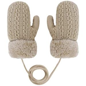 FakeFace Mignon Gants et Moufles Enfant Hiver Épaissir Chaud Gants Moufles Ski Jouer Neige pour Enfants 1-3 ans Design Renard Gants Hiver en Laine Gant Chaud Double Couche (Beige 1) - Publicité