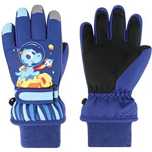 QKURT Gants de Ski pour Enfants, Gants imperméables épais Gants de Neige Chauds d'hiver pour Enfants Mitaines à Motif Dinosaure pour Garçons et Filles - Publicité