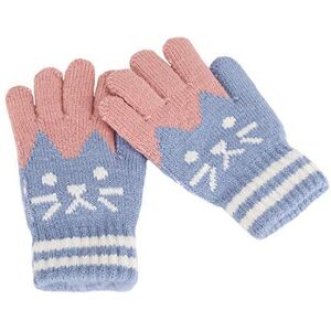 Afinder Gants Hiver Automne Chaud Mitaines Plein-doigts Tricot Moufles Extérieur Doublure Cachemire Thermique Chaton Imprimé Adorable Gloves Ski Snowboard Ecole Vélo Marche pour Enfant Fille Garçon 2-6 Ans - Publicité