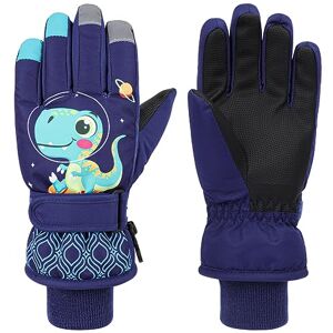 QKURT Gants de Ski pour Enfants, Gants de Neige Chauds d'hiver pour Enfants Gants épais Coupe-Vent avec Motif de Dinosaure Gants de Patinage par Temps Froid pour Garçons Filles - Publicité