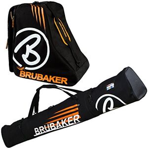 Brubaker Davos Combi Set – Sac de ski et sac à chaussures pour 1 paire de skis jusqu'à 190 cm + bâtons + chaussures – Noir/orange - Publicité