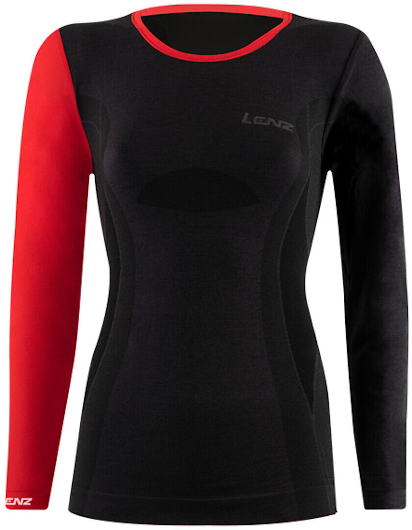 Lenz 6.0 Merino Round Neck Dame Longsleeve Noir Rouge taille : S