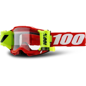 100% Maschera Cross  ACCURI 2 FORECAST Roll-Off Rosso Neon - Lente Trasparente