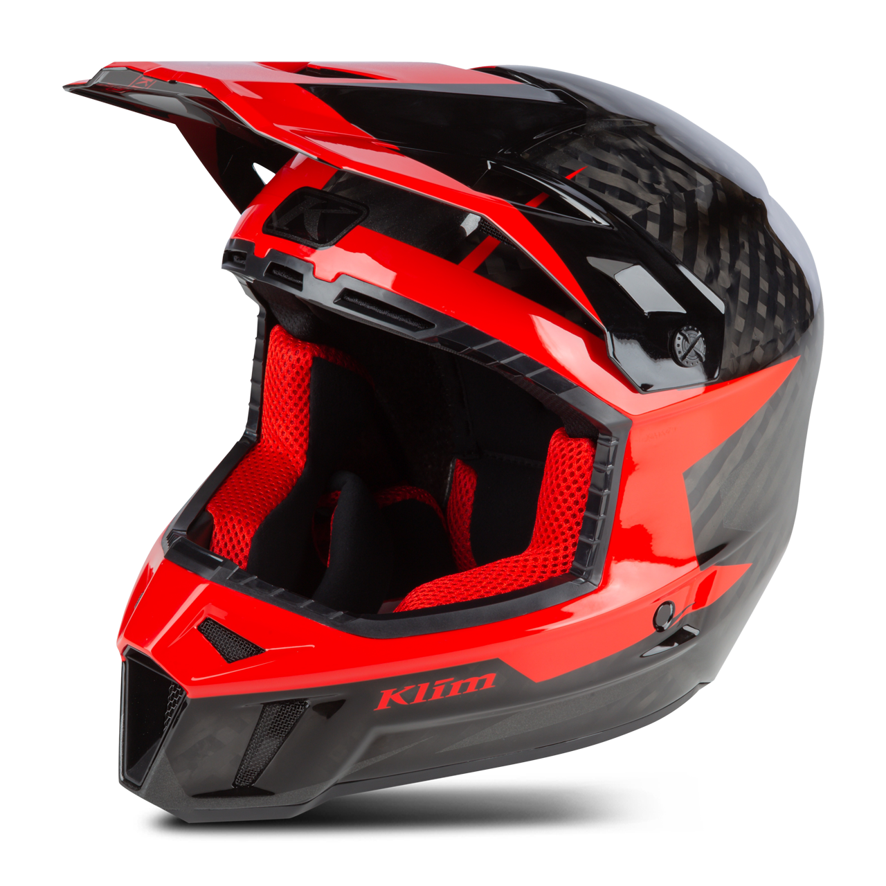 KLIM Snøscooterhjelm KLIM F3 Carbon ECE Ripper High Risk Rød