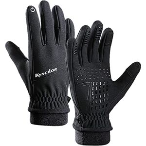 Générique Pink Gloves Kids Men Winter Zipper Touch Screen Waterproof Snowboard Cup Gloves Cycling Sport Plush Ski Gloves Leather Double Silk (Black, S)