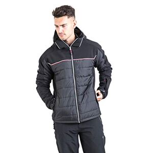 Trespass Drafted, Black, L, Padded Warm Waterproof Stretch Ski Jacket with removable Hood, Snow Catcher & Ski Pass Pocket for Men, Large, Black
