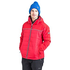Trespass Drafted, Red, M, Padded Warm Waterproof Stretch Ski Jacket with removable Hood, Snow Catcher & Ski Pass Pocket for Men, Medium, Red