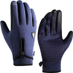 Générique Q80 High Temperature Kitchen Gloves Winter Zipper Touchscreen Windproof Warm Waterproof Cycling Sports Plush Ski Gloves Winter Gloves Size S (Blue, L)