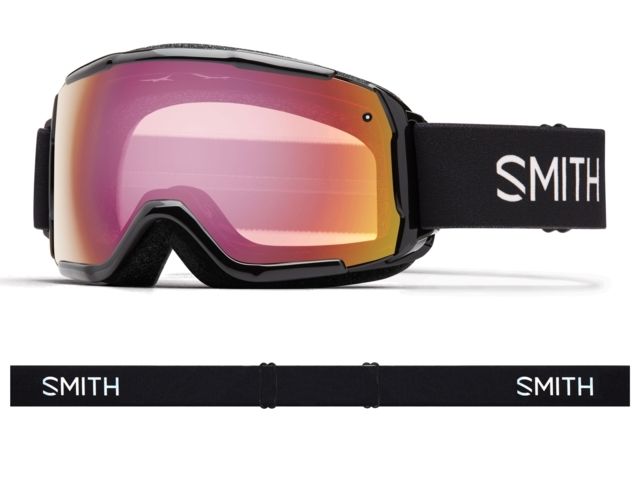 Photos - Ski Goggles Smith Grom Youth Snow Goggles - Men's, Black, Red Sensor Mirror Lens, GR6R 