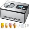 VEVOR Automatic Ice Cream Maker with Built-in Compressor, 2 Quart No Pre-freezing Fruit Yogurt Machine, Stainless Steel Electric Sorbet Maker, 3 Modes Gelato Maker with LCD Display & Timer, Silver