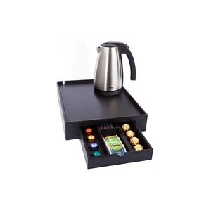 Willkommenstablett SPACE aus Kunstleder Schwarz mit STYLE Wasserkocher 1,0 L B-Tray Begrüßungstablett Kaffeestation Teestation Kaffeetablett