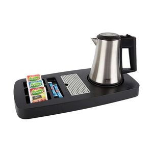 B-Tray Willkommenstablett SENSE Schwarz mit STAR Wasserkocher 0,5 L Edelstahl