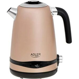 Adler AD1295 Elektrischer Wasserkocher, Vintage, 1,7 l, BPA-frei, LCD-Display, Temperaturkontrolle, Edelstahl, kabellos, verdecktes Heizelement,