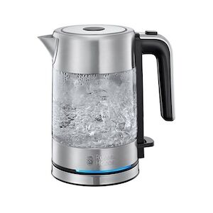 RUSSELL HOBBS Bouilloire En Verre Compact Home Capacité 0.8l Filtre Anti-calcaire Amovible Lavable Ouverture Automatique -