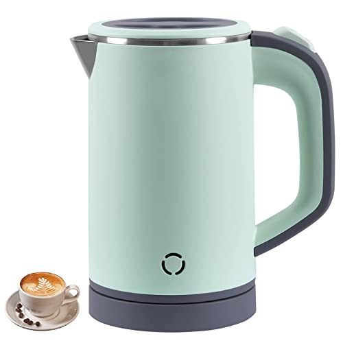 Tetipa Waterkoker, klein, 800 ml, reiswaterkoker, 5 minuten snel koken, draagbare waterkoker, mini-kampeerwaterkoker, stille reiswaterkoker, theepot van roestvrij staal, waterkoker voor op reis, groen