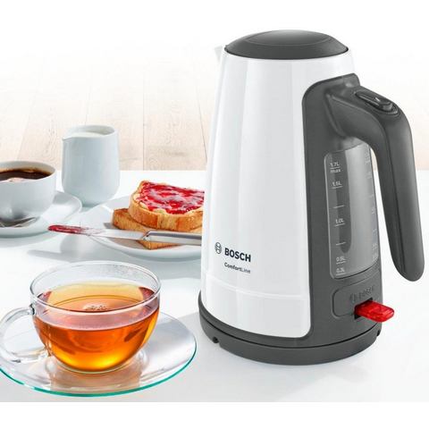 Bosch waterkoker ComfortLine TWK6A011, 1,7 liter, max. 2400 W, wit/donkergrijs  - 41.59 - wit