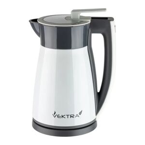 Vektra VEK-1502W Vacuum Insulated Eco Friendly Easy Pour Cordless Kettle 1.5Litre, White black/gray/white 28.5 H x 21.5 W x 20.0 D cm
