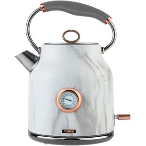 Tower Bottega Marble Stainless Steel Kettle with Quiet Boil and Boil Dry Protection, 1.7L, 3kW gray/white 29.3 H x 18.5 W x 24.0 D cm