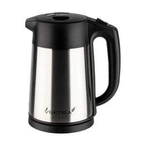 Vektra VEK-1506 Vacuum Insulated Eco Friendly Easy Pour Kettle, 1.5 Litre, Stainless Steel black/gray 25.5 H x 19.0 W x 19.0 D cm