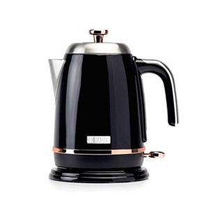 Haden Salcombe Black Kettle 1.7L Cordless Kettle Fast Boil 3KW Stainless Steel with Quiet Operation, Auto Shut-Off, Boil-Dry Protection, and Removable Limescale Filter, Ergonomic Handle