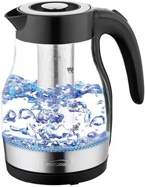 Brentwood Appliances Brentwood Glass 1.7 Liter Electric Kettle with Tea Infuser in Black, Grey