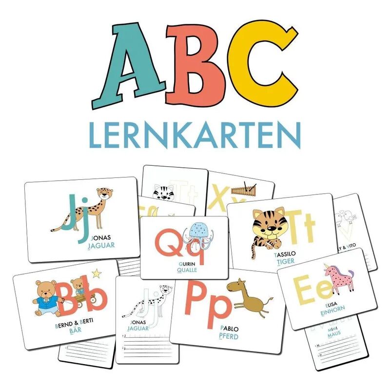 NOVA MD ABC-Lernkarten der Tiere, Bildkarten, Wortkarten, Flash Cards mit Groß- und...