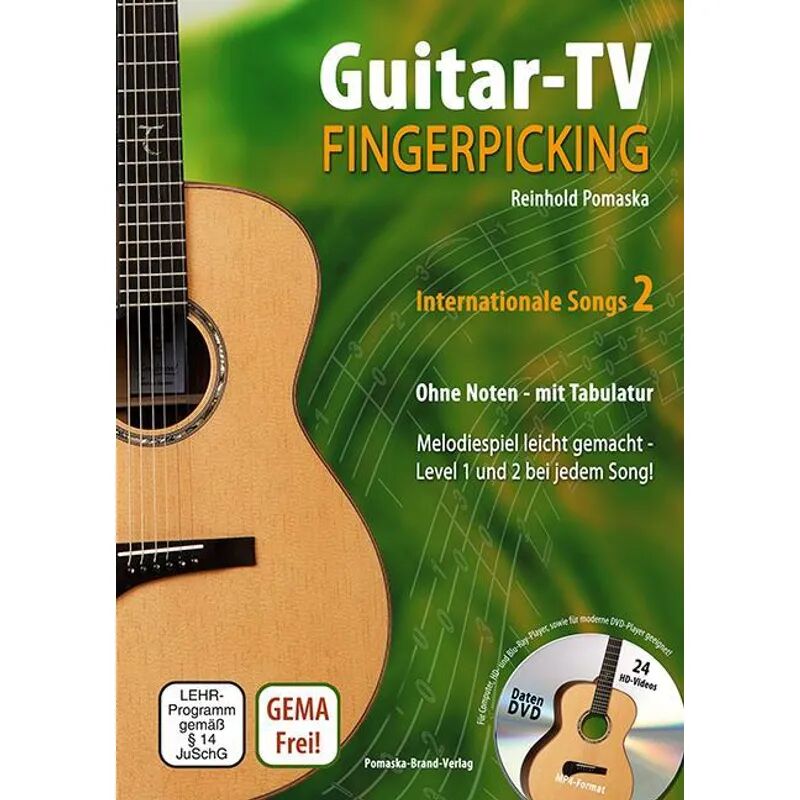 Druck und Verlag Pomaska-Brand Guitar-TV: Fingerpicking - Internationale Songs 2 (mit DVD), m. 1 DVD-ROM