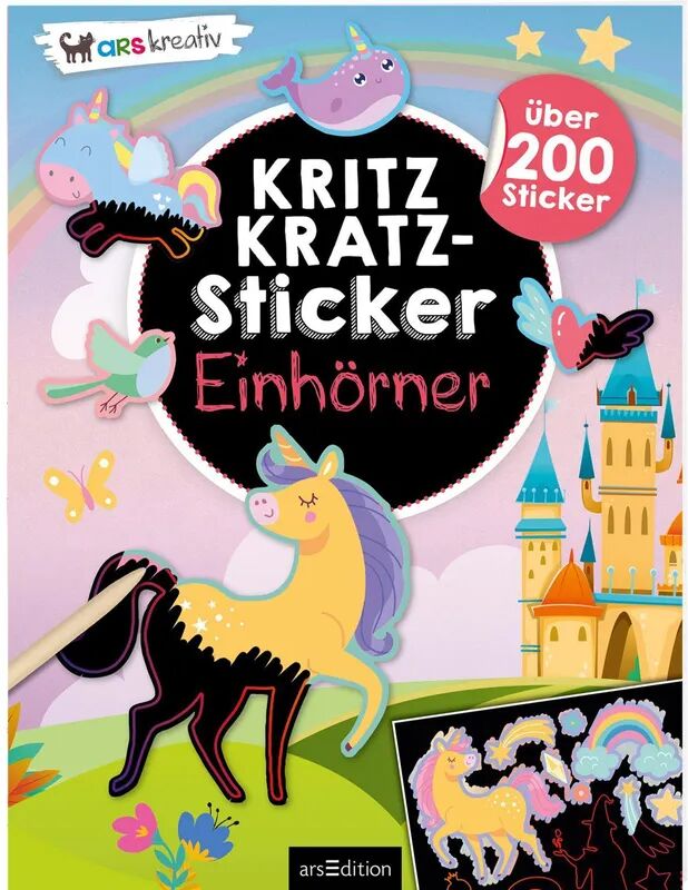 ars edition Kritzkratz-Sticker Einhörner