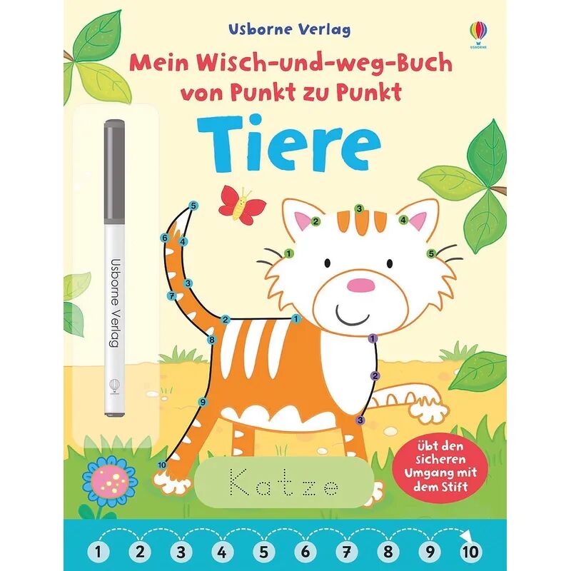 Usborne Verlag Mein Wisch-und-weg-Buch von Punkt zu Punkt: Tiere