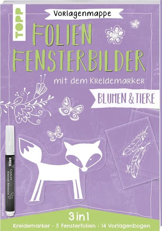 Frech Vorlagenmappe Folien-Fensterbilder mit dem Kreidemarker - Blumen und Tiere