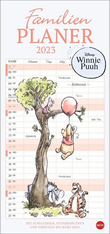 Heye Kalender Winnie Puuh Familienplaner 2023