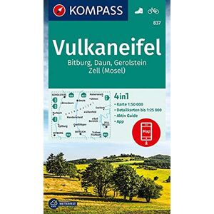 KOMPASS-Karten GmbH - GEBRAUCHT KOMPASS Wanderkarte Vulkaneifel, Bitburg, Daun, Gerolstein, Zell (Mosel): 4in1 Wanderkarte 1:50000 mit Aktiv Guide und Detailkarten inklusive Karte ... (KOMPASS-Wanderkarten, Band 837) - Preis vom 12.05.2024 04:50:34 h