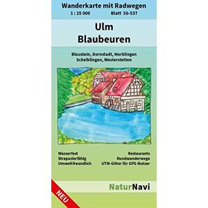 NaturNavi - GEBRAUCHT Ulm - Blaubeuren: Wanderkarte mit Radwegen, Blatt 56-537, 1 : 25 000, Blaustein, Dornstadt, Merklingen Schelklingen, Westerstetten (NaturNavi Wanderkarte mit Radwegen 1:25 000) - Preis vom 21.05.2024 04:55:50 h