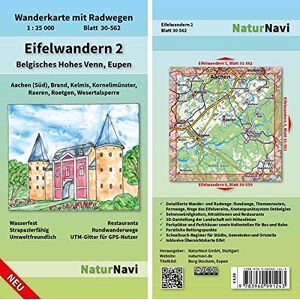 NaturNavi - Eifelwandern 2 - Belgisches Hohes Venn, Eupen: Wanderkarte mit Radwegen, Blatt 30-562, 1 : 25 000, Aachen (Süd), Brand, Kelmis, Kornelimünster, ... (NaturNavi Wanderkarte mit Radwegen 1:25 000)