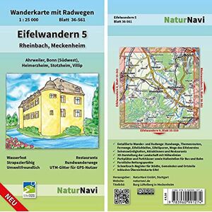 NaturNavi - Eifelwandern 5 - Rheinbach, Meckenheim: Wanderkarte mit Radwegen, Blatt 36-561, 1 : 25 000, Ahrweiler, Bonn (Südwest), Heimerzheim, Stotzheim, Villip (NaturNavi Wanderkarte mit Radwegen 1:25 000)