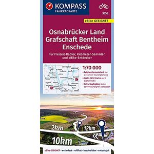 KOMPASS-Karten GmbH - KOMPASS FahrradkarteOsnabrücker Land, Grafschaft Bentheim, Enschede: reiß- und wetterfest mit Extra Stadtplänen (KOMPASS-Fahrradkarten Deutschland, Band 3358)