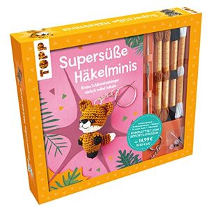 Esther Konrad - Kreativ-Set: Supersüße Häkelminis. Anleitungsbuch mit Material zum Sofort-Loslegen: Box (24 x 21,5 x 3,5 cm), Anleitungsbuch (32 Seiten, DIN A5, Softcover), Garn (100 % Baumwolle) in 3 Farben, Häkelnadel 1,25 mm, Füllwatte (100 % Polyester