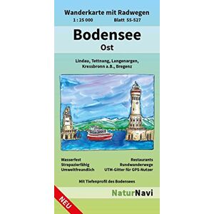 NaturNavi - Bodensee Ost: Wanderkarte mit Radwegen, Blatt 55-527, 1 : 25 000, Lindau, Tettnang, Langenargen, Kressbronn a.B., Bregenz (NaturNavi Wanderkarte mit Radwegen 1:25 000)