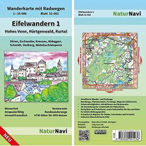 NaturNavi - Eifelwandern 1 - Hohes Venn, Hürtgenwald, Rurtal: Wanderkarte mit Radwegen, Blatt 31-562, 1 : 25 000, Düren, Eschweiler, Kreuzau, Nideggen, Schmidt, ... (NaturNavi Wanderkarte mit Radwegen 1:25 000)