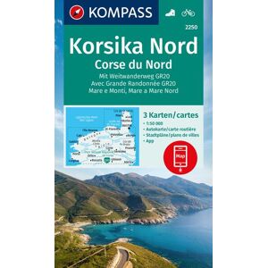 Kompass Karten GmbH Kompass Wanderkarten-Set 2250 Korsika Nord Corse Du Nord Weitwanderweg Gr20 (3 Karten) 1:50.000