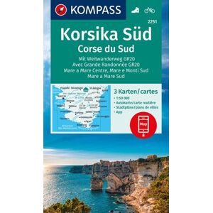 Kompass Karten GmbH Kompass Wanderkarten-Set 2251 Korsika Süd. Mit Weitwanderweg Gr20 / Corse Du Sud. Avec Grande Randonnée Gr20 (3 Karten) 1:50.000