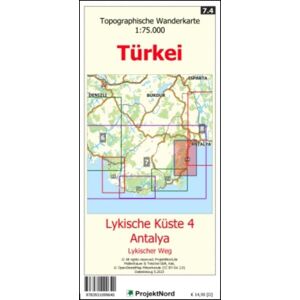 Mollenhauer und Treichel Lykische Küste 4 - Antalya - Lykischer Weg - Topographische Wanderkarte 1:75.000 Türkei (Blatt 7.4)