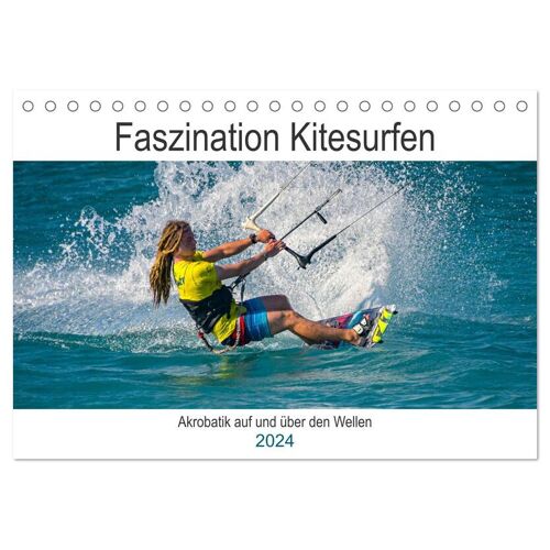 Calvendo Faszination Kitesurfen (Tischkalender 2024 Din A5 Quer) Calvendo Monatskalender