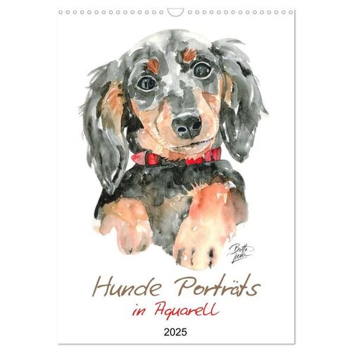 Hunde Porträts In Aquarell (Wandkalender 2025 Din A3 Hoch) Calvendo Monatskalender