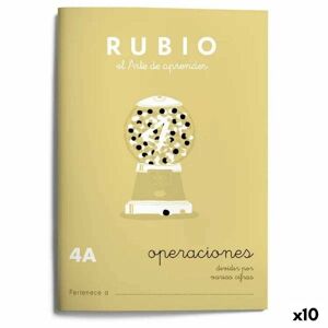 Maths exercise book Rubio Nº4A A5 Spanish 20 Sheets (10 Units)