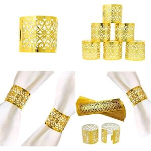 Guld 100 Stk Premium Servietringe Laser Cut Folie Papir Serviet Hol